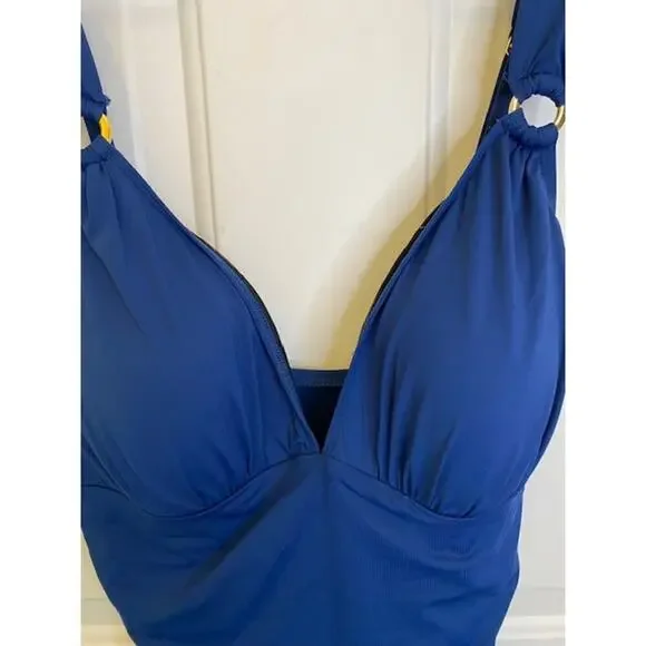 Bleu Rod Beattie Ring Me Up Over-The-Shoulder One-Piece Navy 10 Swimsuit NWTs - Picture 9 of 10
